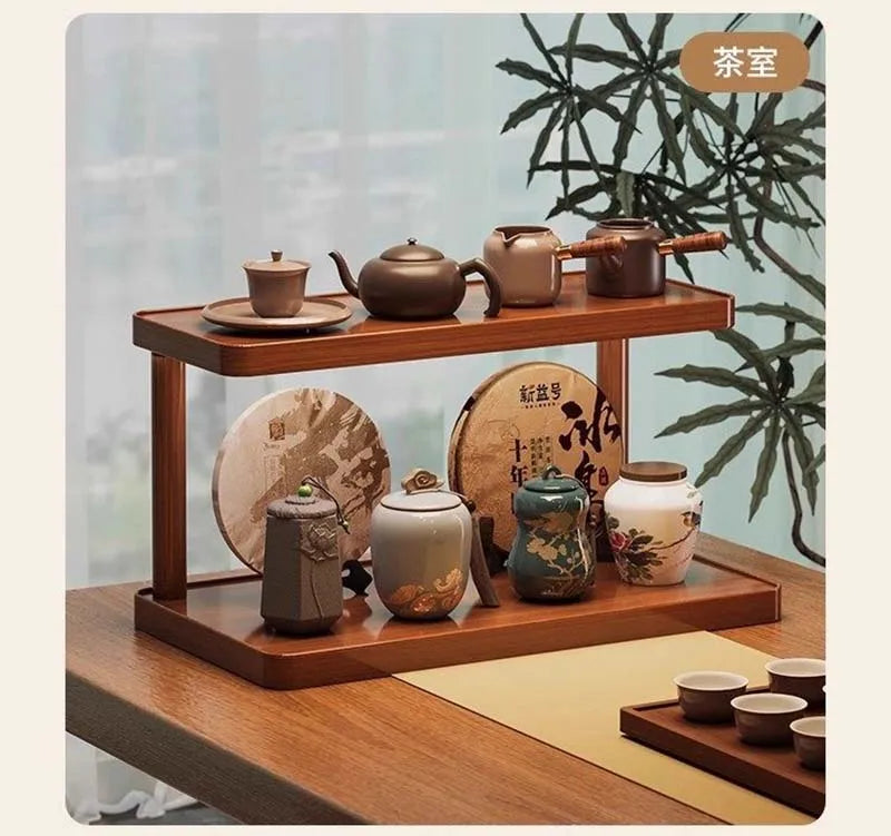 Wooden Tea Room Storage Rack