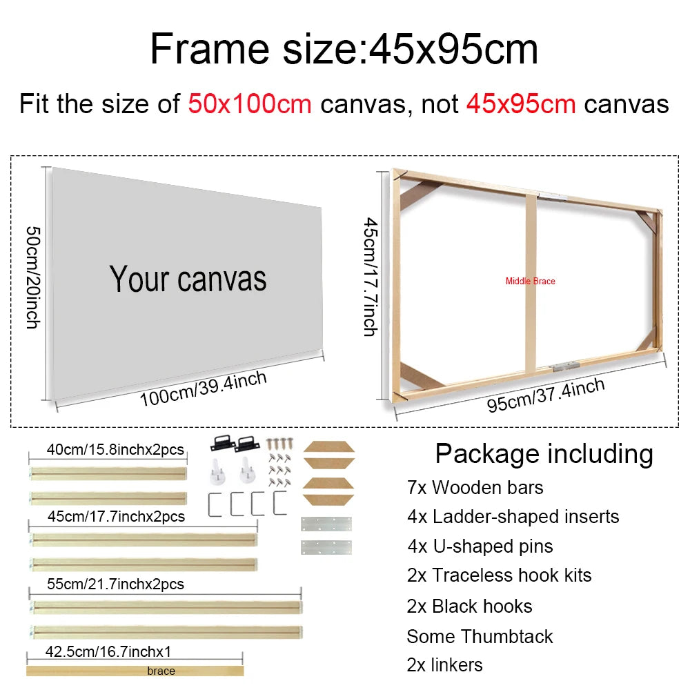 Various Sizes Canvas Frame Wooden Frames Natural Wooden Photo