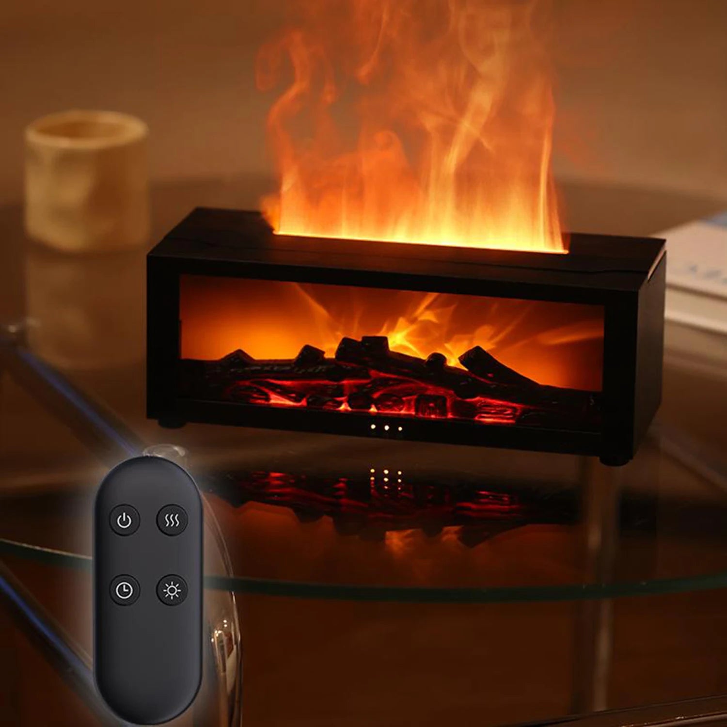 Flame Essential Oil Diffuser, 3D Flame Fireplace Aromatherapy Machine