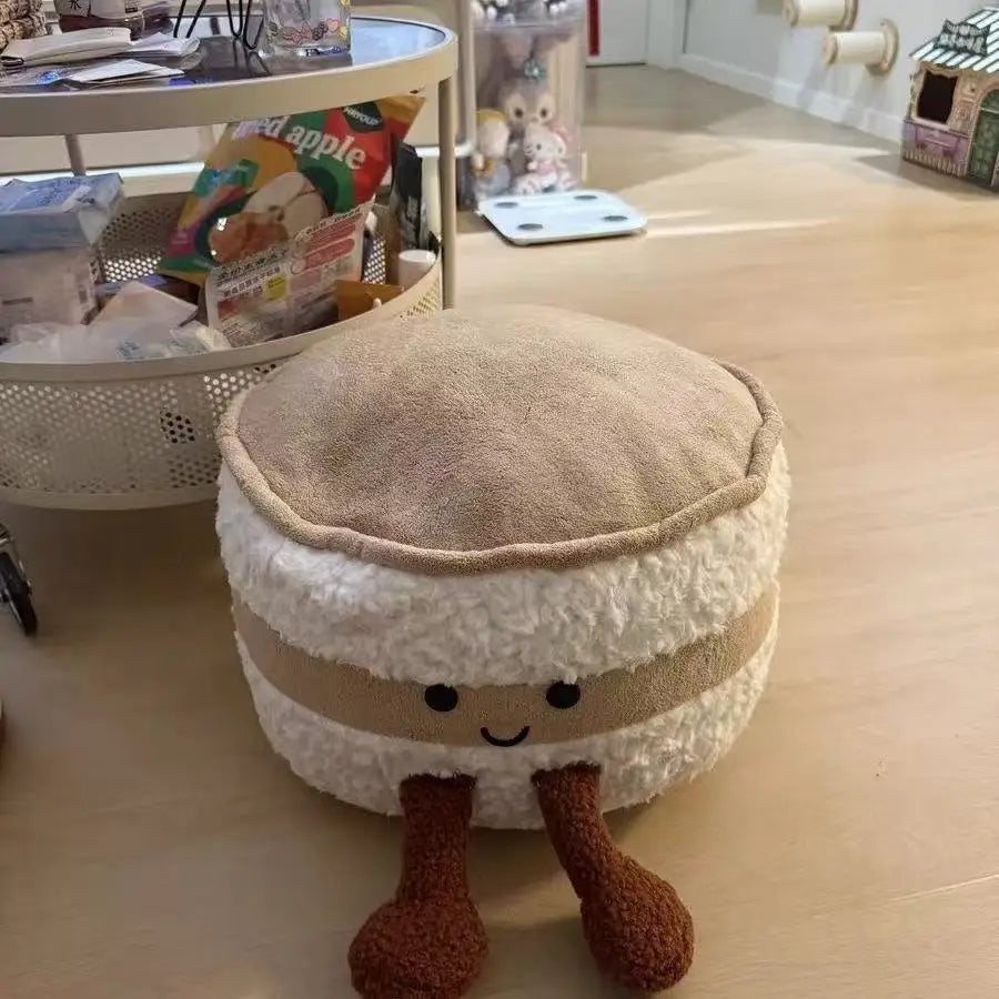 Cute Plush Cake-Shaped Stool - Removable Cover Pouf For Living Room Tatami Footrest & Shoe Changing Decorative Stool Gift