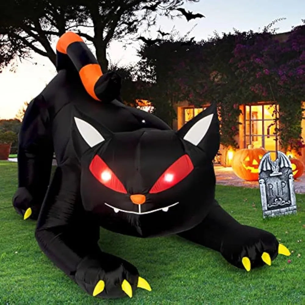 Inflatable Black Cat with LED Lights