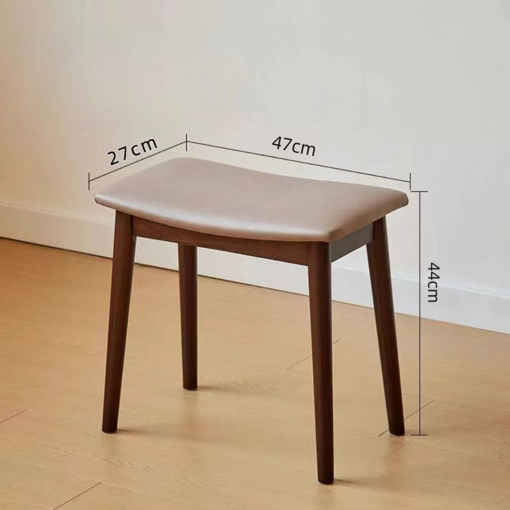 Saddle Cushion Vanity Stool with Wood Legs