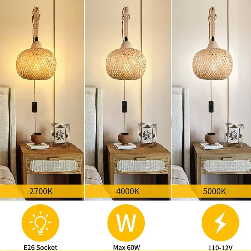 Bamboo Lantern Woven Wall Lamp