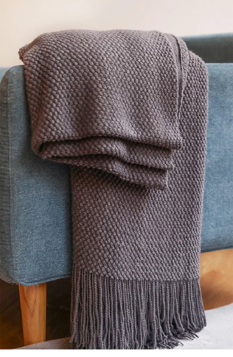 Nordic Solid Knit Throw Blanket
