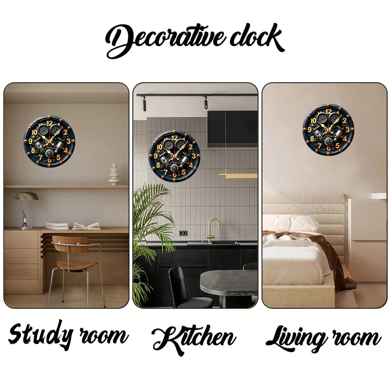 Engine Design Wooden Wall Clock