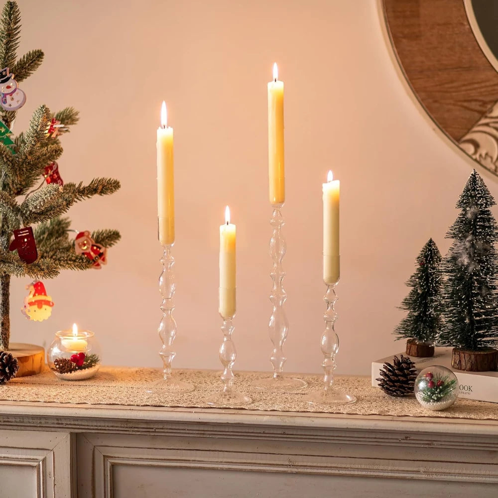 Wavy Glass Taper Candle Holders