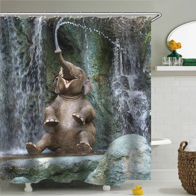 Funny Shower Curtains Bathroom Curtain With Hooks Decor Waterproof Cat