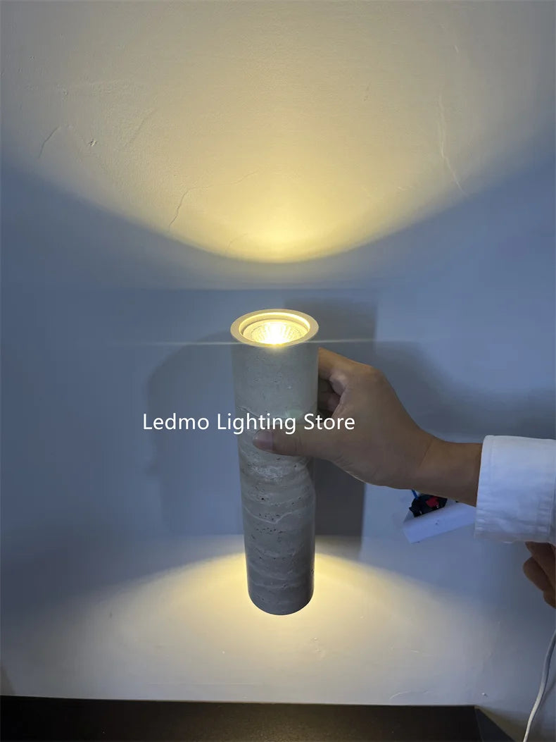 Indoor Stone Wall Lamp Travertine Sconce Light Hardwired With E27 Bulb for Bedroom Living Room
