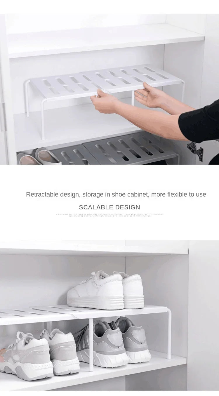 ABS Shoe Rack Extensible Shoe Hanger Storage Space Saving Shelf Telescopic Storage Rack Household Kitchen Cabinet Organizer