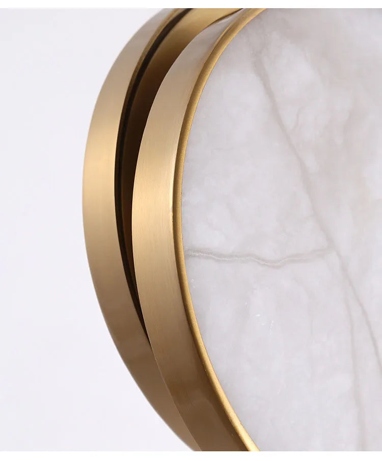 Round Marble and Copper Wall Lamp