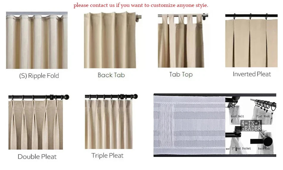 Custom Size Herringbone Thicke Beige Chenille Curtains