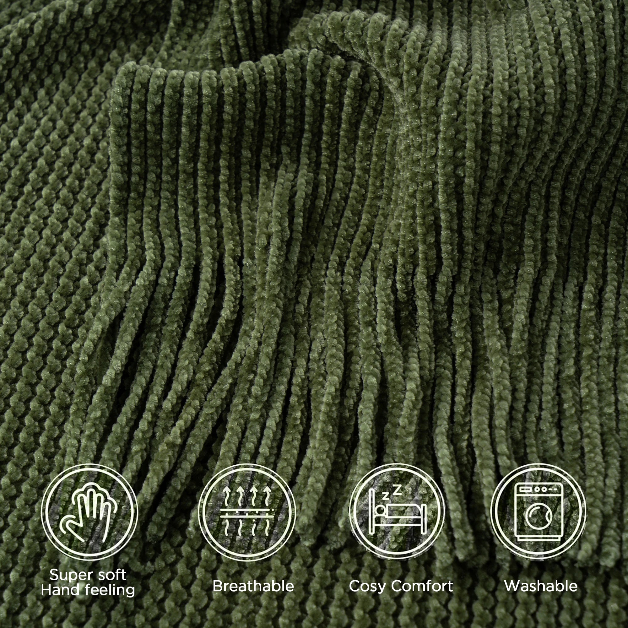 Chenille Knit Plaid Throw Blanket