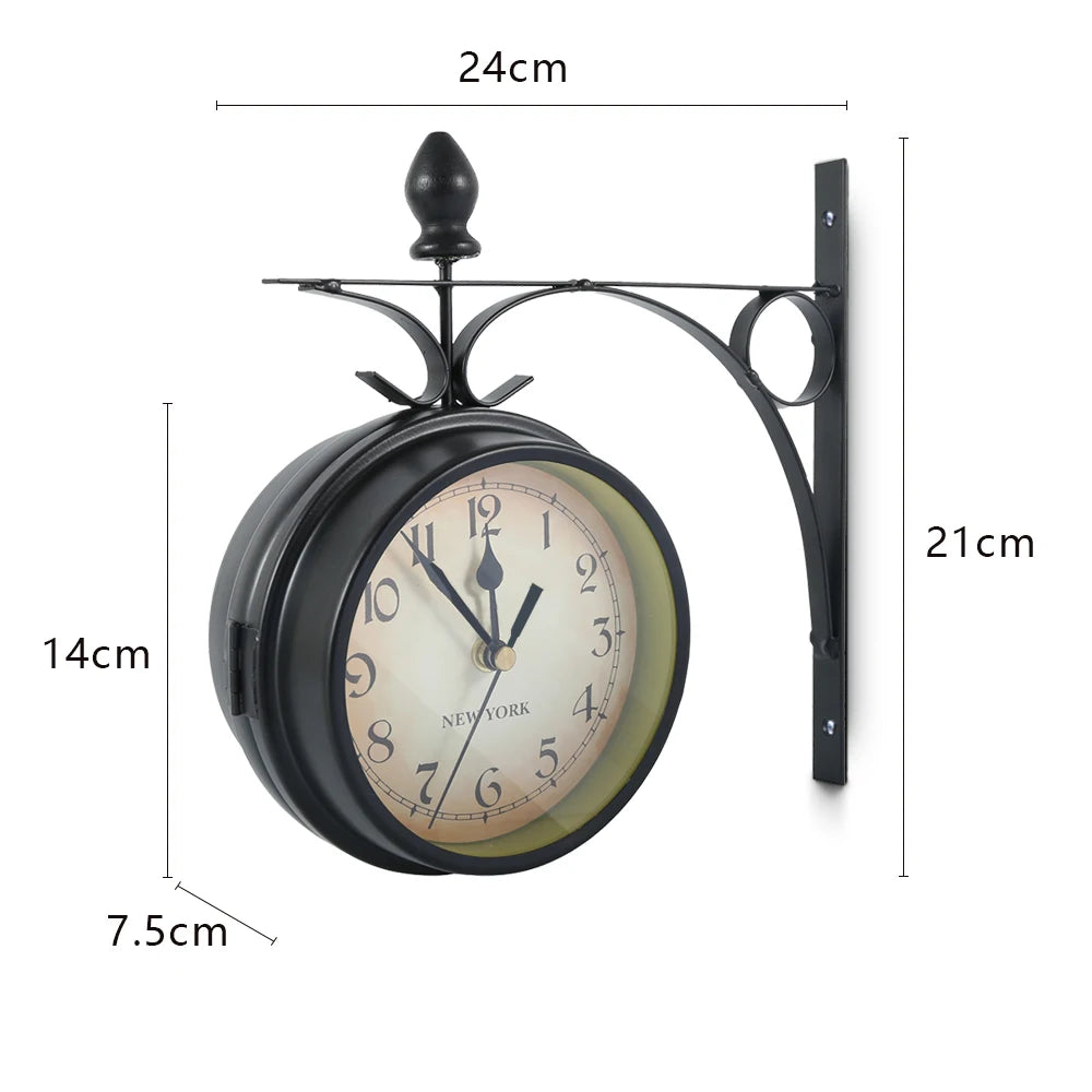 Retro Double Sided Station Clock