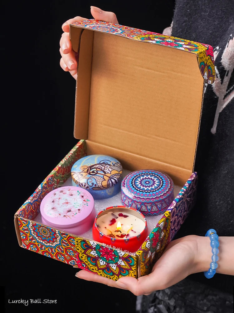 4Pcs/Box Scented Long Lasting Smokeless Fragrance Candle Jar Soy