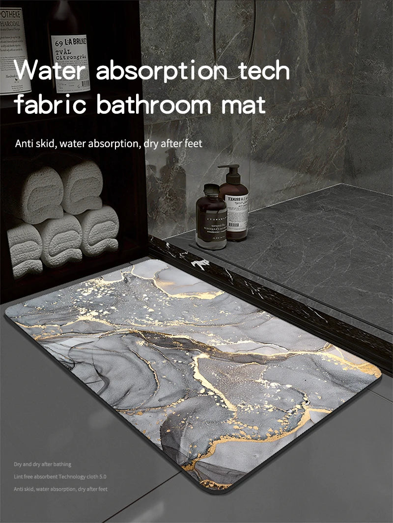 Diatomaceous Earth Bath Mat Bathroom Rug Absorbent Non-slip Floor Foot
