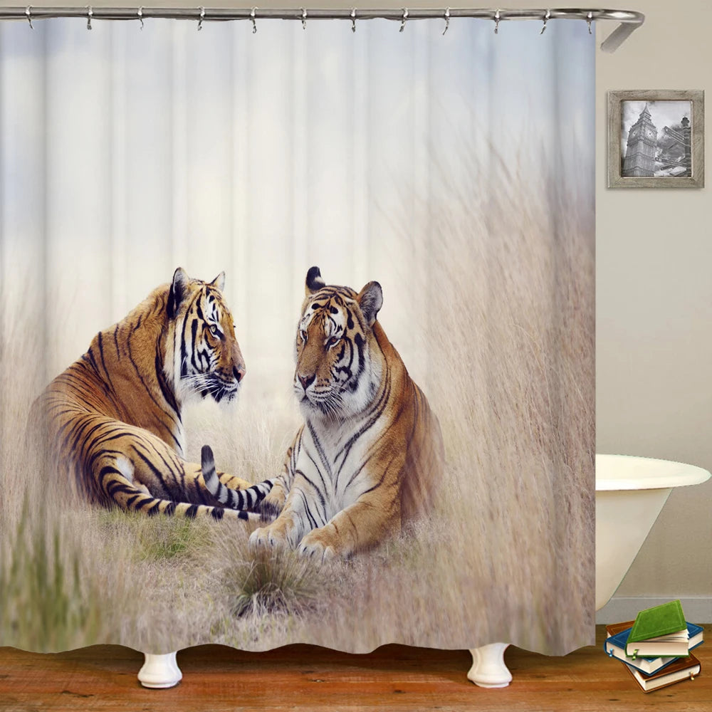 Funny Shower Curtains Bathroom Curtain With Hooks Decor Waterproof Cat