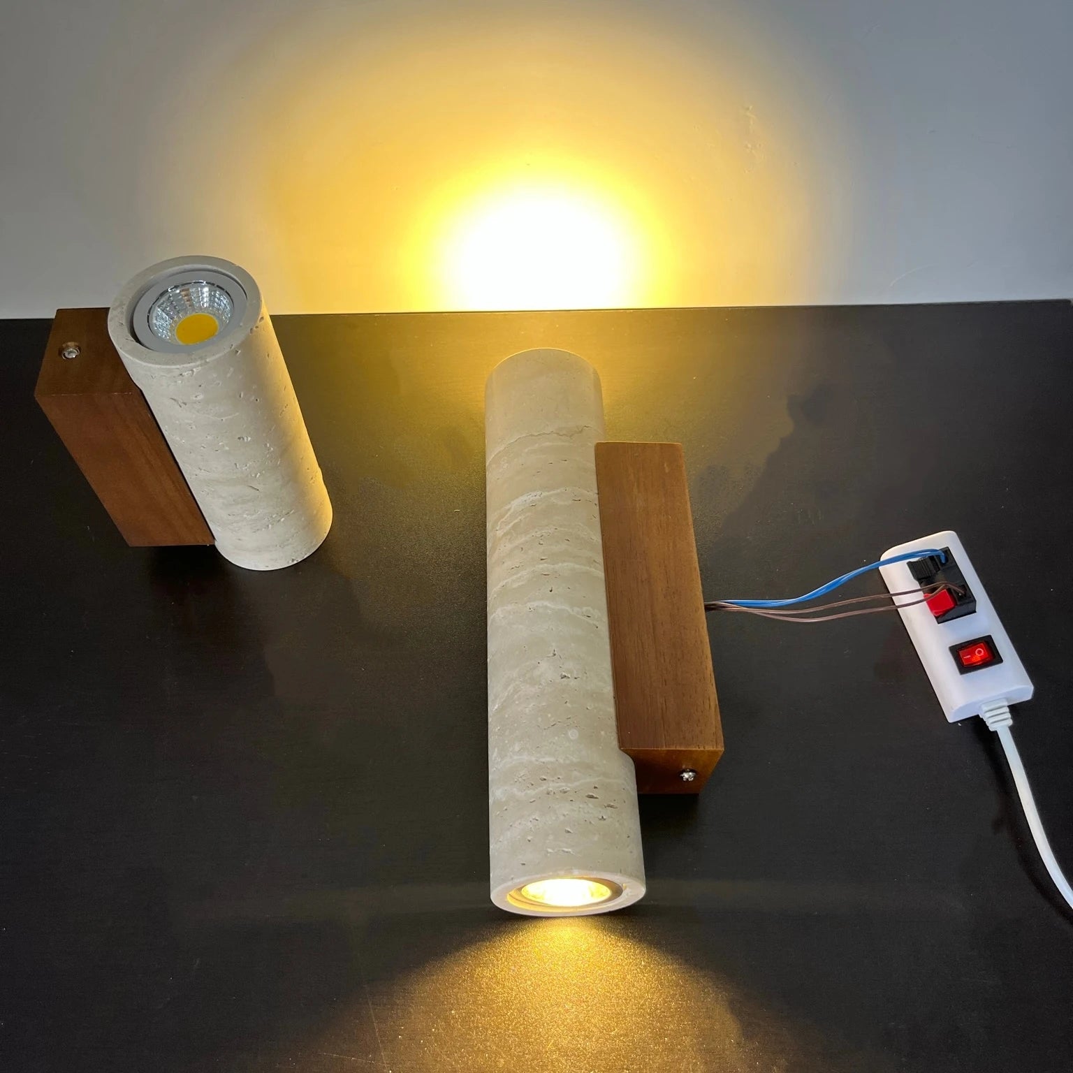 Indoor Stone Wall Lamp Travertine Sconce Light Hardwired With E27 Bulb for Bedroom Living Room