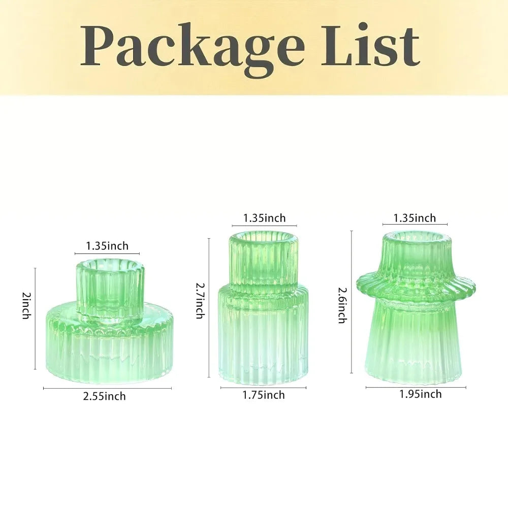 Ribbed Glass Taper Candle Holders