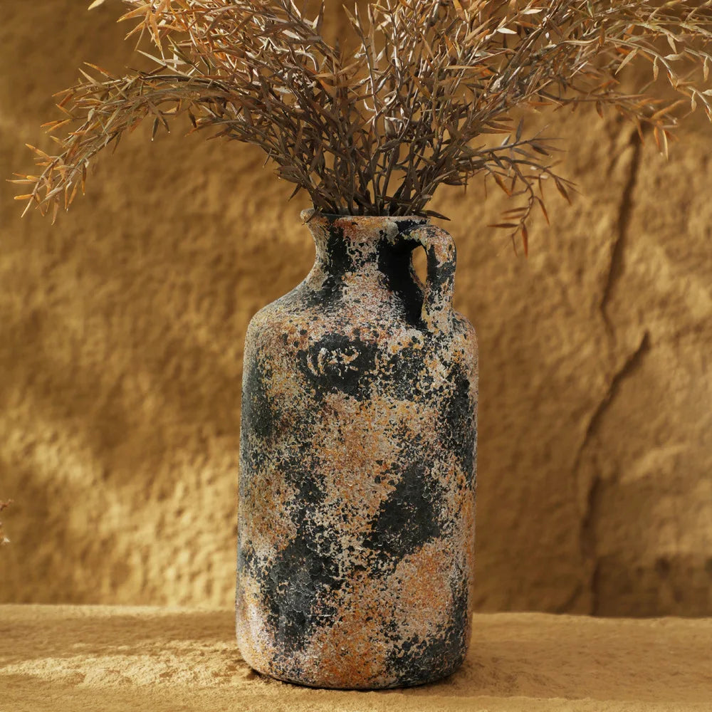 Wabi Sabi Earthenware Vase, Textured Handmade Ceramic