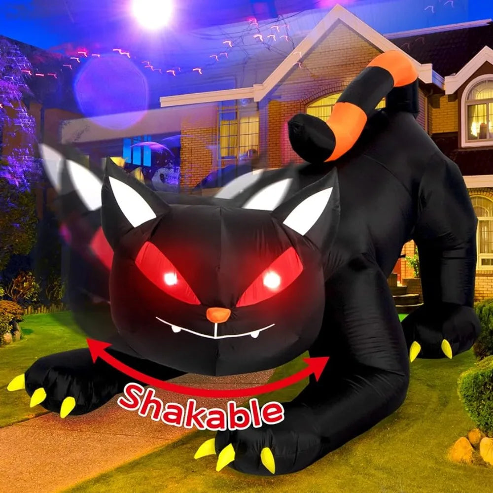 Inflatable Black Cat with LED Lights