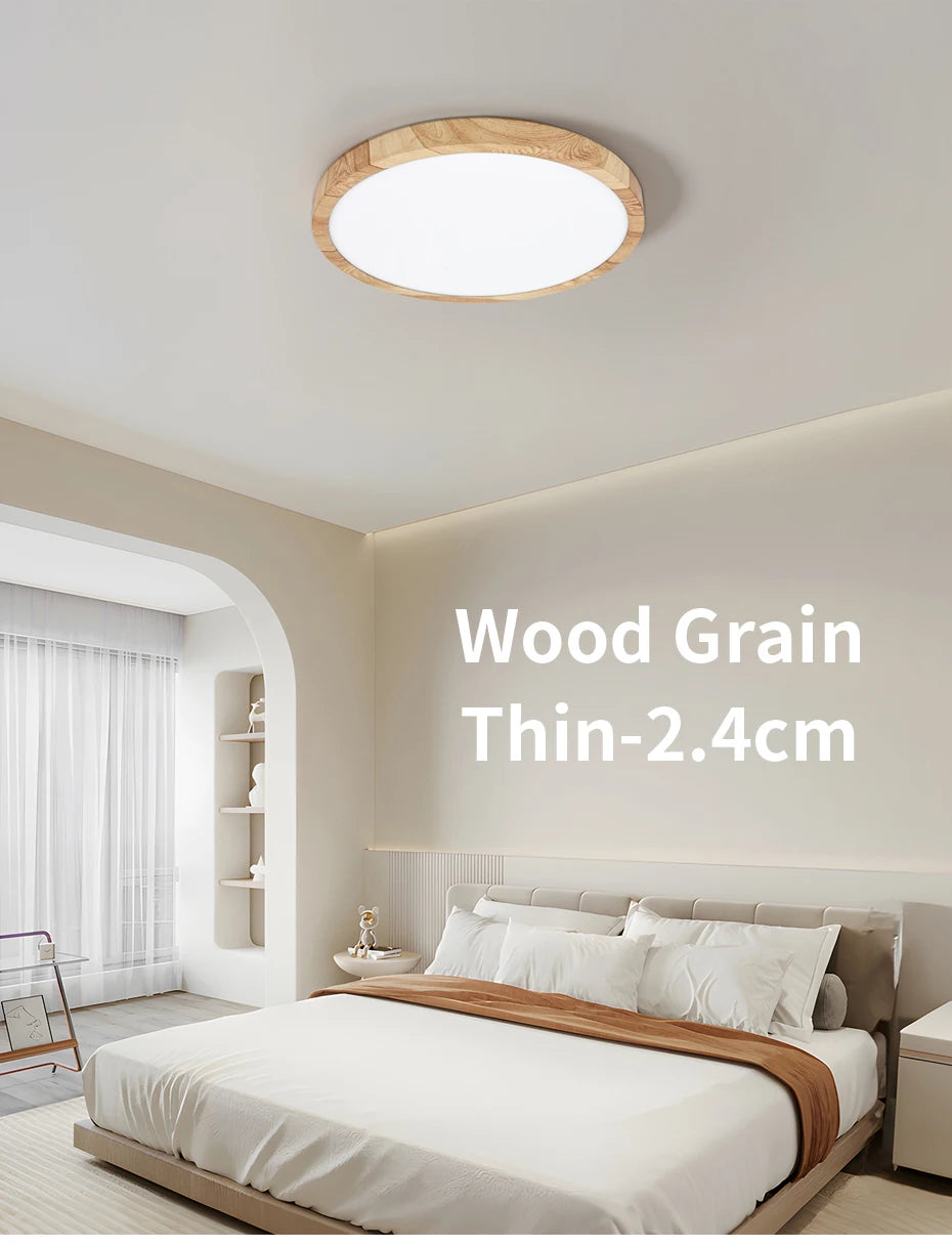 LED Ceiling Light Wood Grain & White 3 in 1 Lighting Colors
