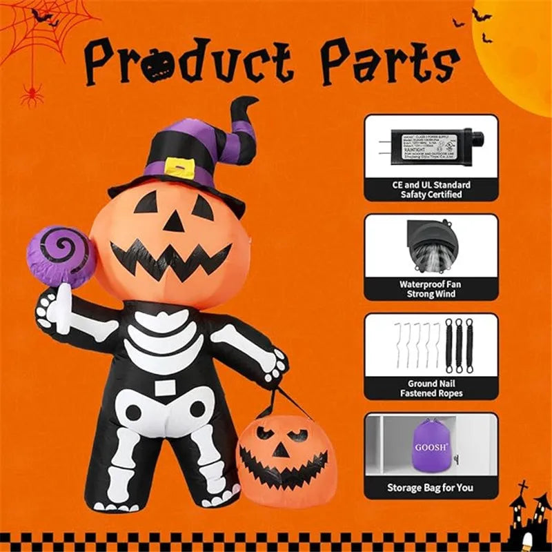 6 ft Inflatable Skull Ghost Pumpkin with LED