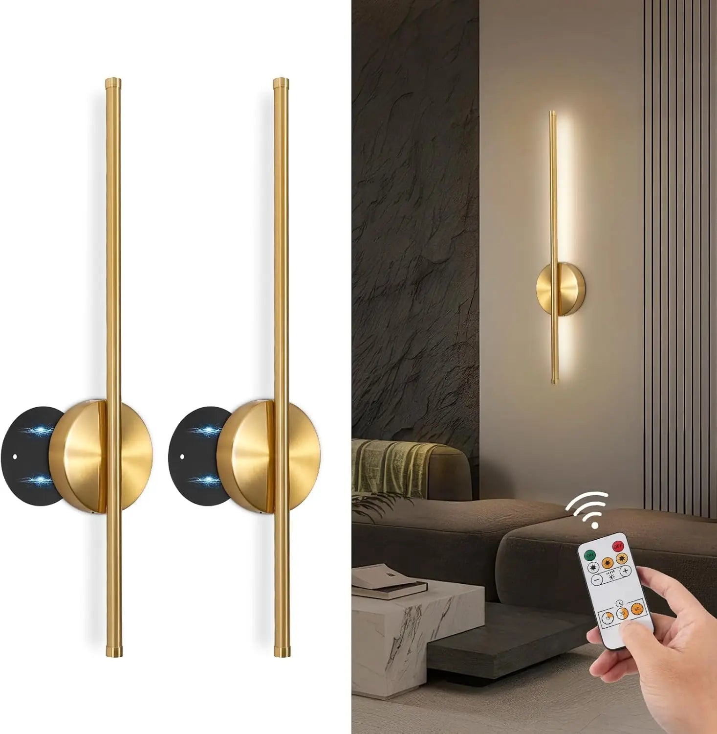 LED Rechargeable Wall Light Installation Free Wall Sconce 1PC 50CM