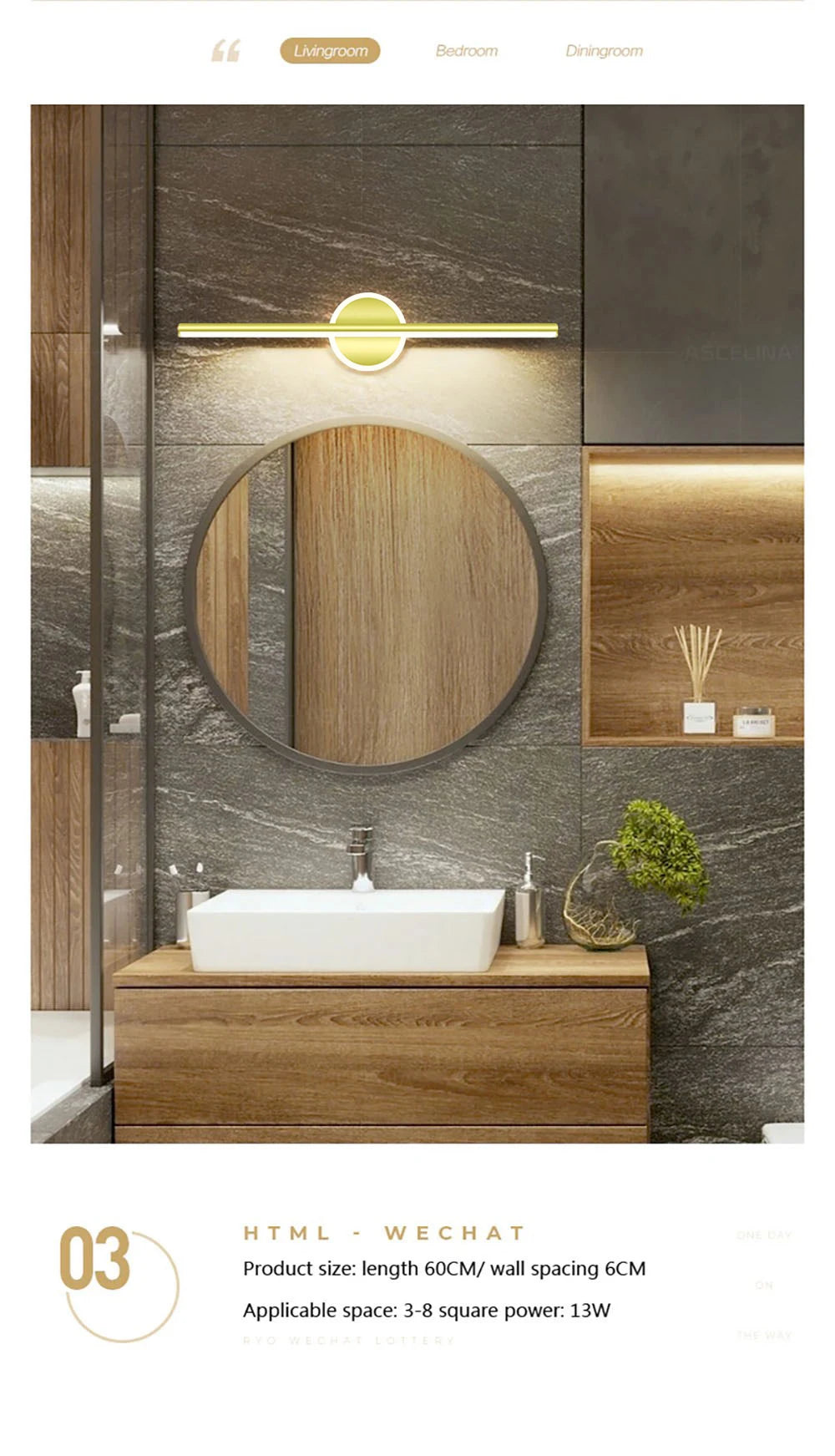 Black Gold Mirror Front Light