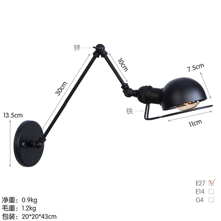 Modern Simple Adjustable Interior Led Wall Lamp White Black for Bedside