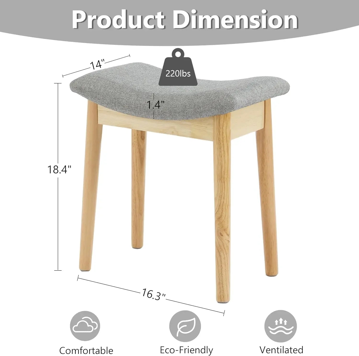 Saddle Cushion Vanity Stool with Wood Legs