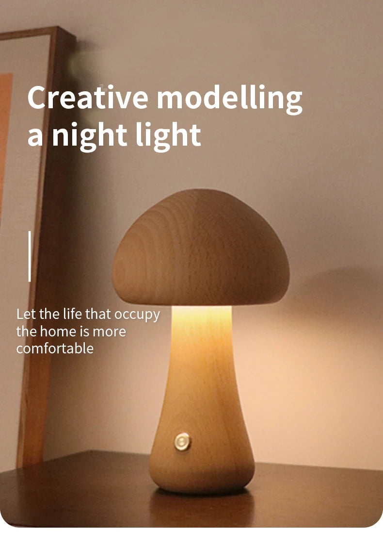 Wooden Mushroom Night Light