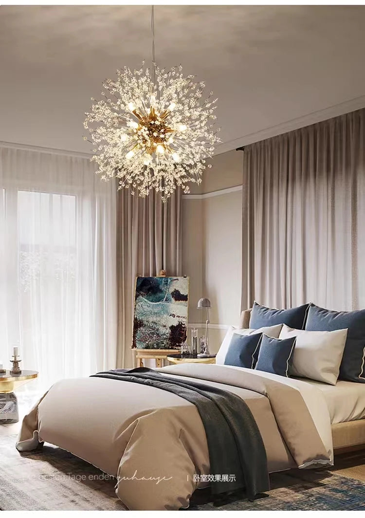 Modern Sky Star Fireball Crystal Pendant LED Lighting Dandelion