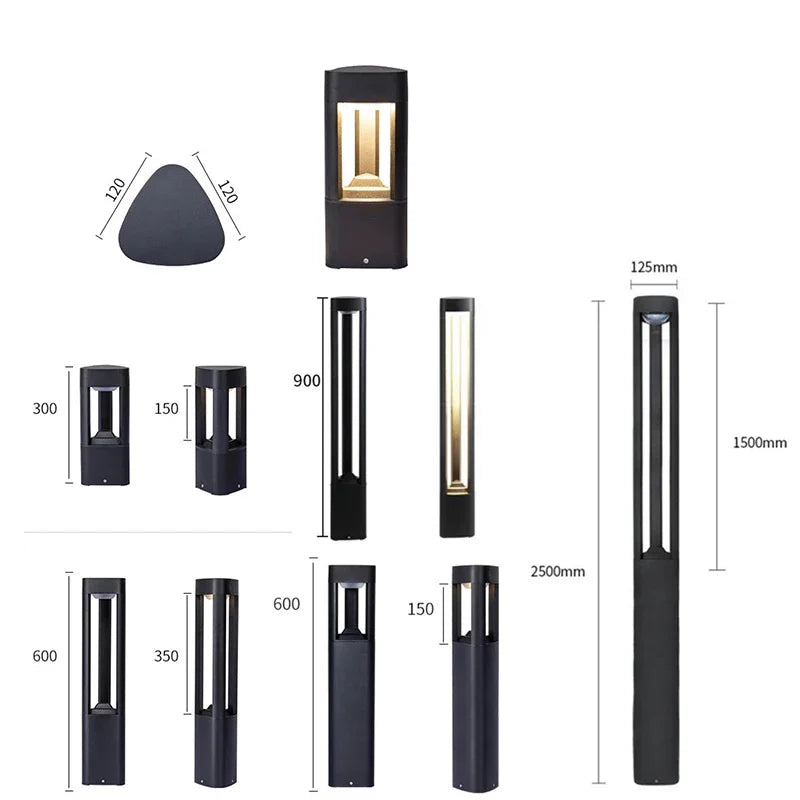 Outdoor LED Bollard Landscape Light Black Garden Pathway Lighting