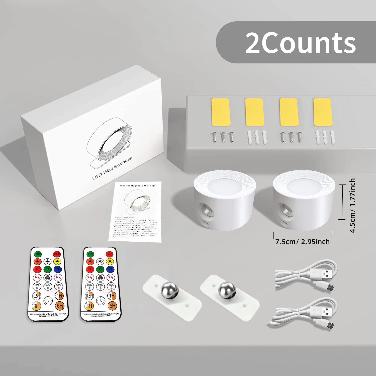 LED Wall Sconces light, 3 Brightness Levels 3 Color Modes Wall Lights,