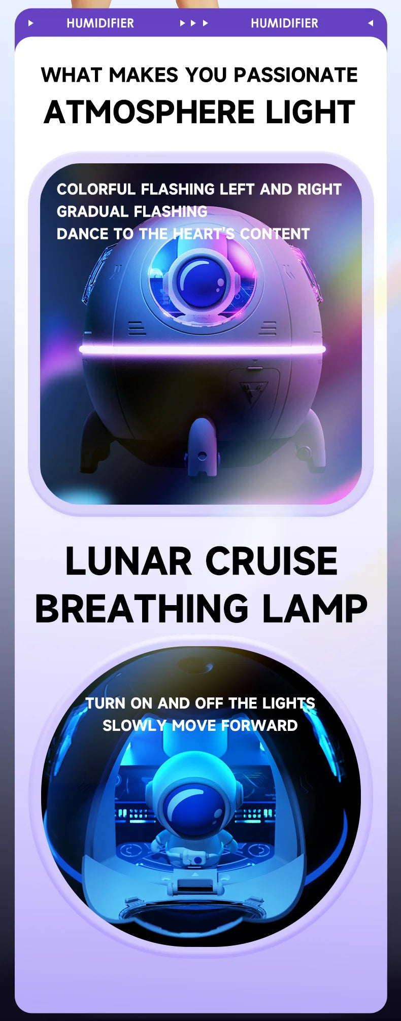 220mL Space Capsule Air Humidifier USB Plug in Rechargeable Mist