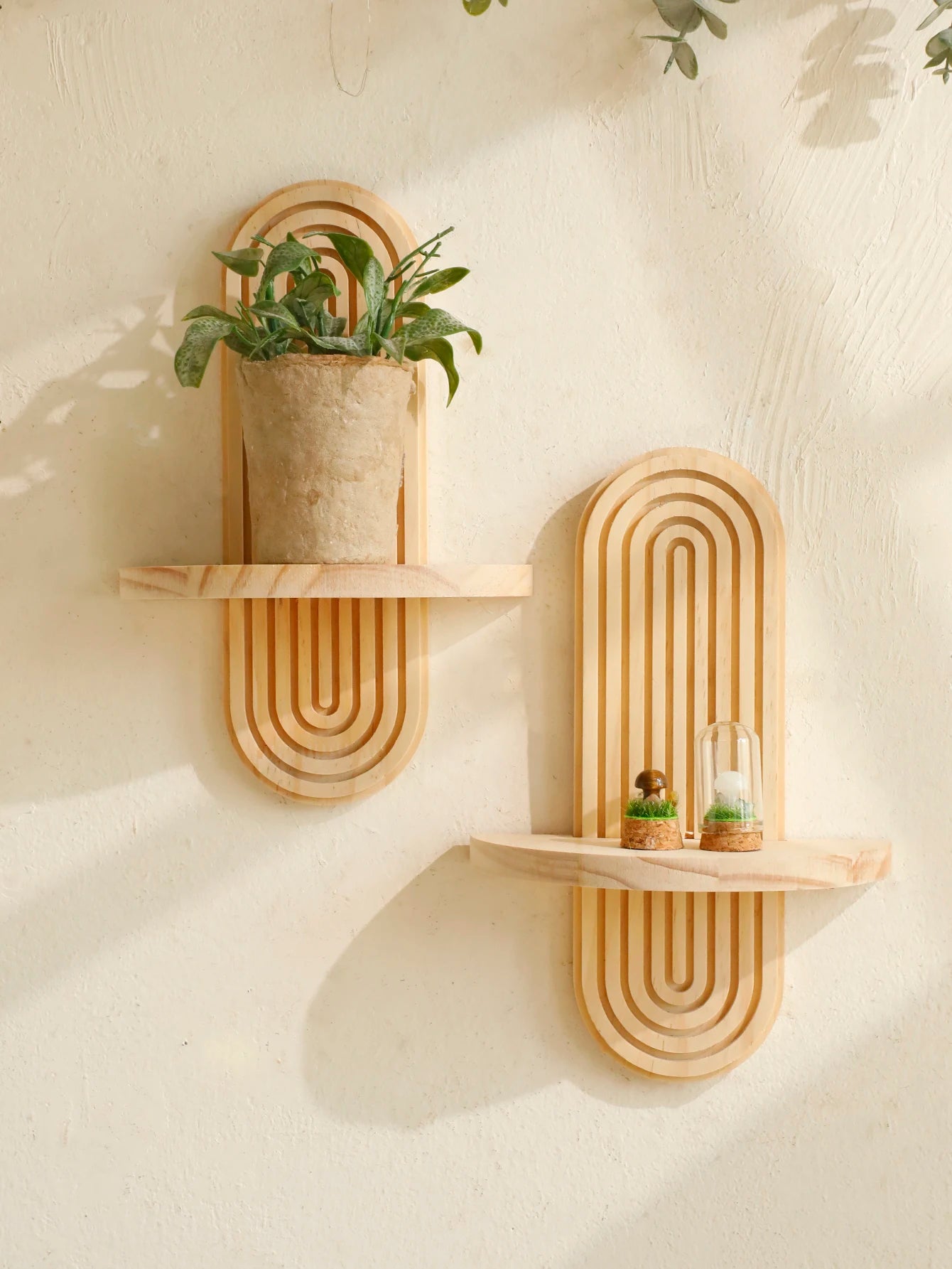 Boho Geometric Wooden Wall Shelf