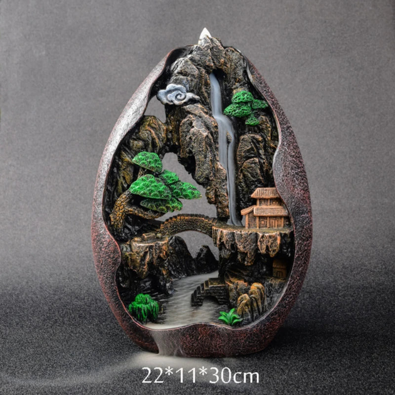 Large Mountain River Backflow Incense Burner