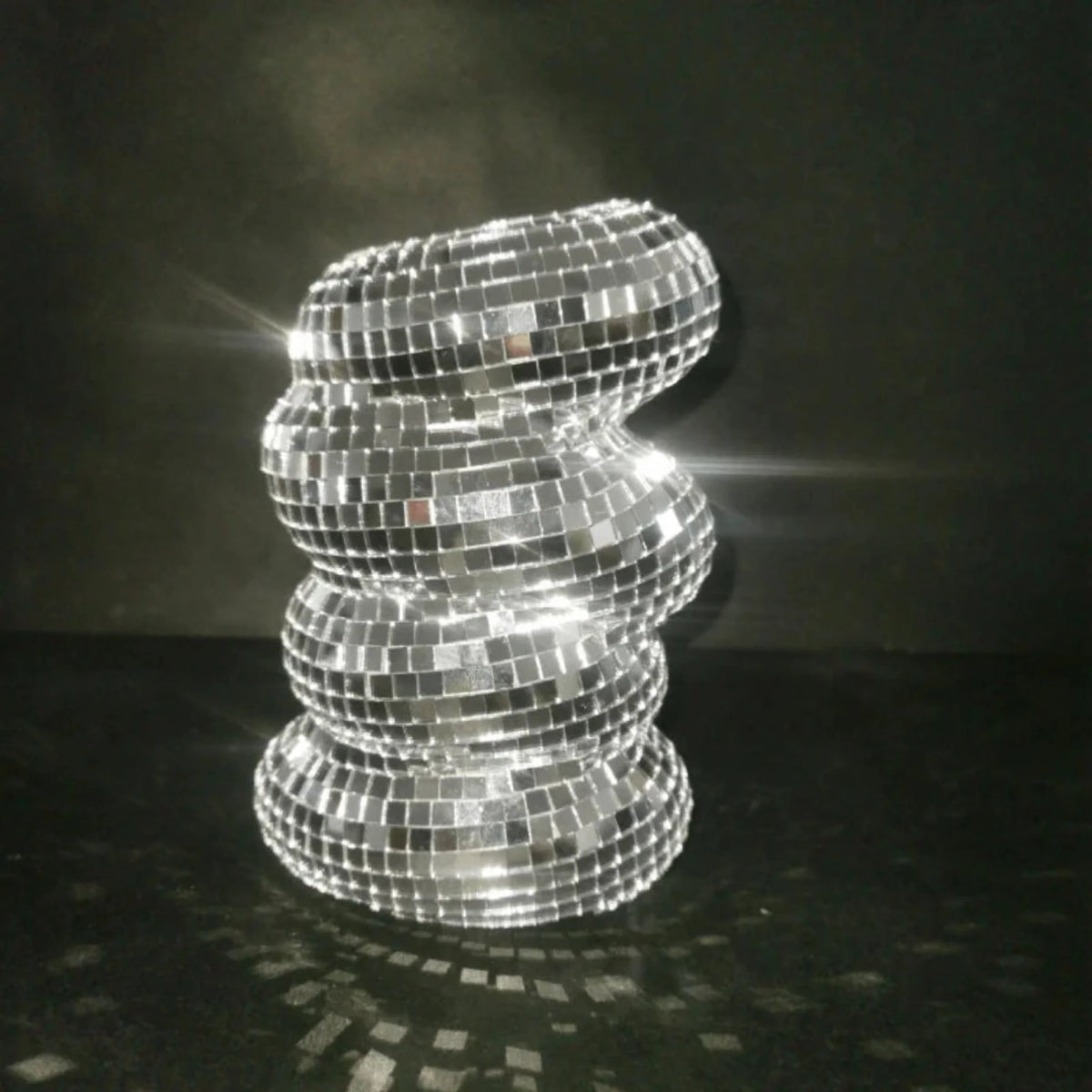Mirrored Disco Ball Mini Vase, Silver Glass Bud Vase