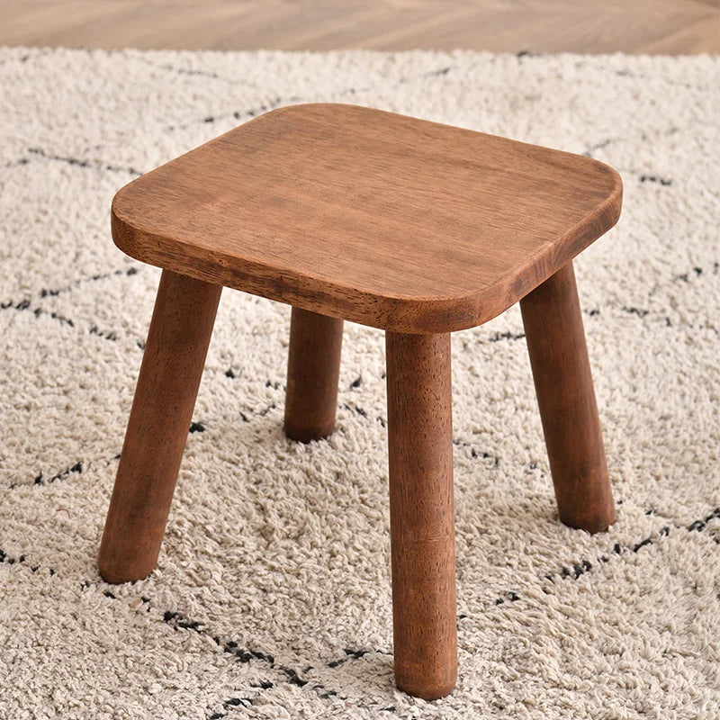 Solid Wood Shoe Changing Stool, Walnut Finish