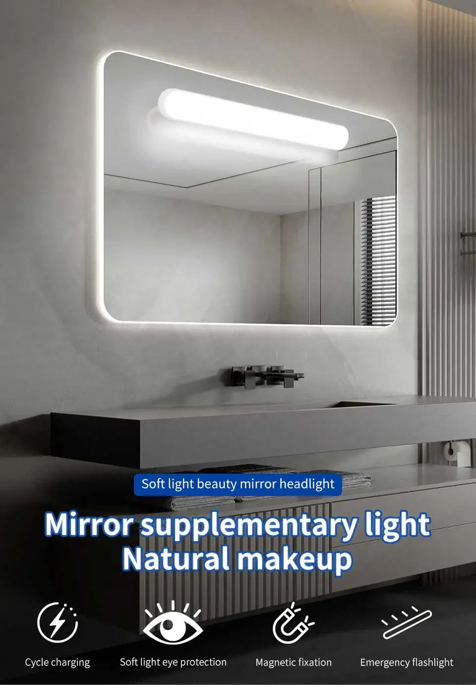Rechargeable Magnetic Mirror Light