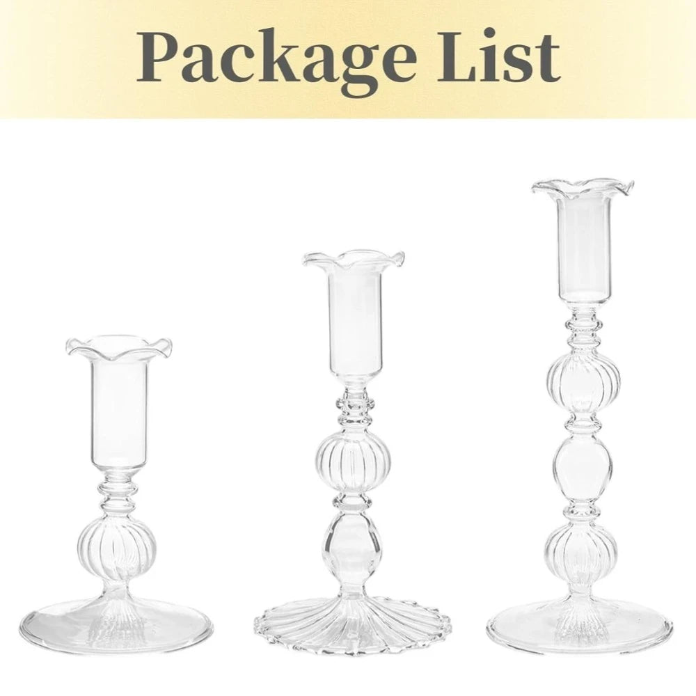 Wavy Glass Taper Candle Holders