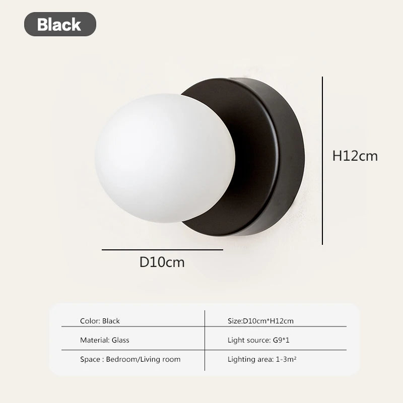 Nordic LED Glass Wall Lamp Minimalist G9 Base Orb Sconce