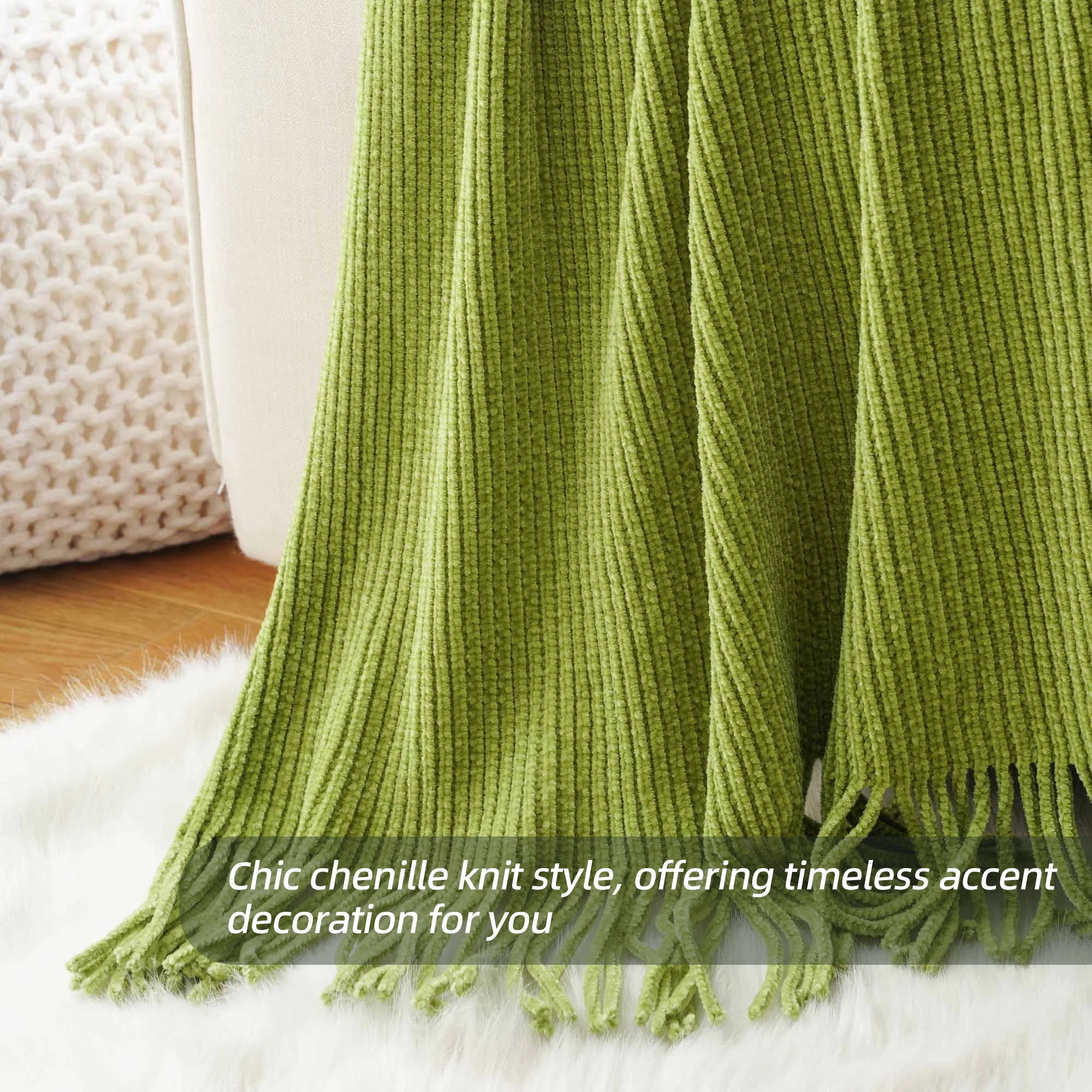 Chenille Knit Plaid Throw Blanket