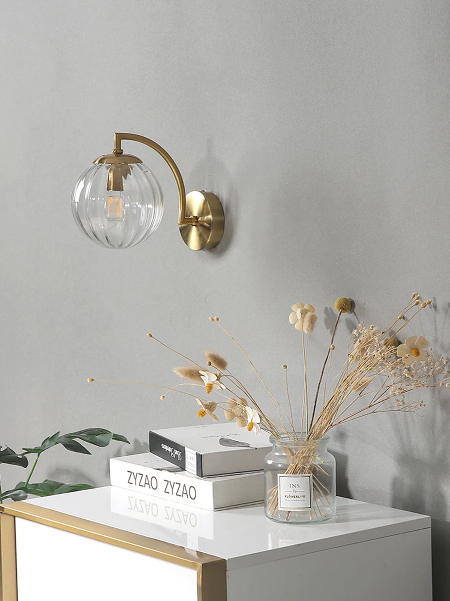 Glass Shade Bedside Wall Lamp