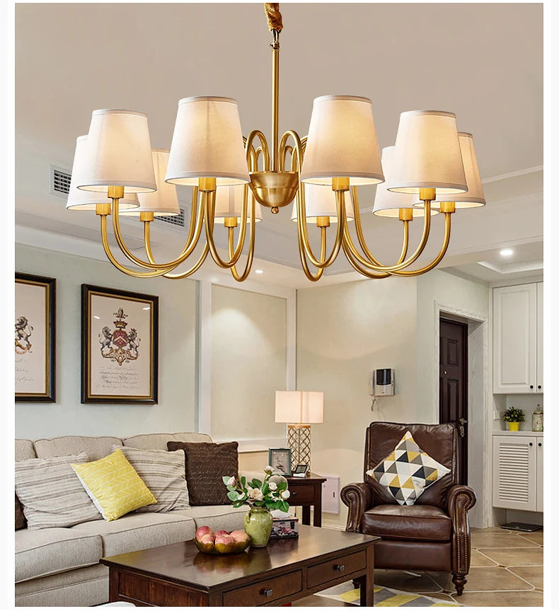 Copper and Fabric Retro Chandelier