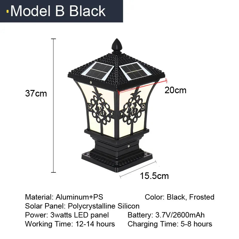 Solar LED Light Outdoor Garden Decoration Column Lamp Waterproof Street