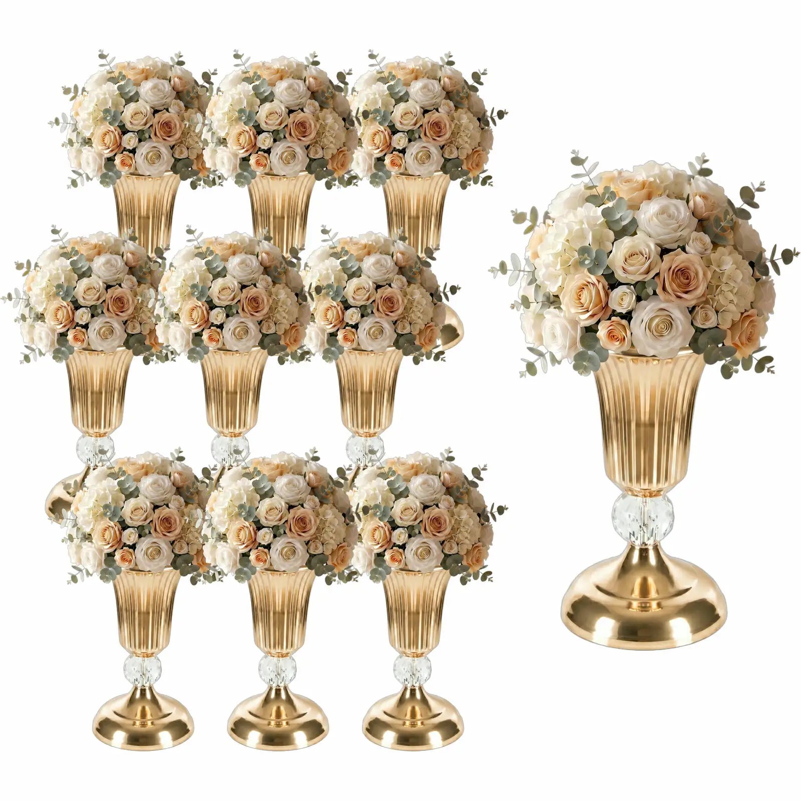 Gold Metal Trumpet Centerpiece Vase
