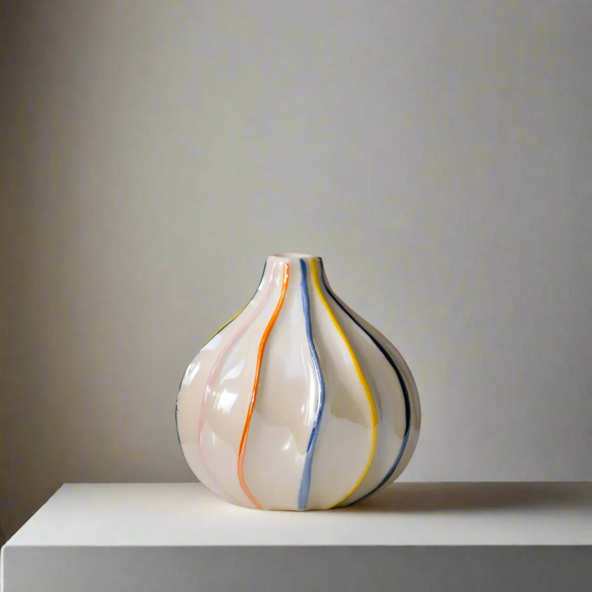 Colorful Striped Ceramic Vase, Small, Medium or Large