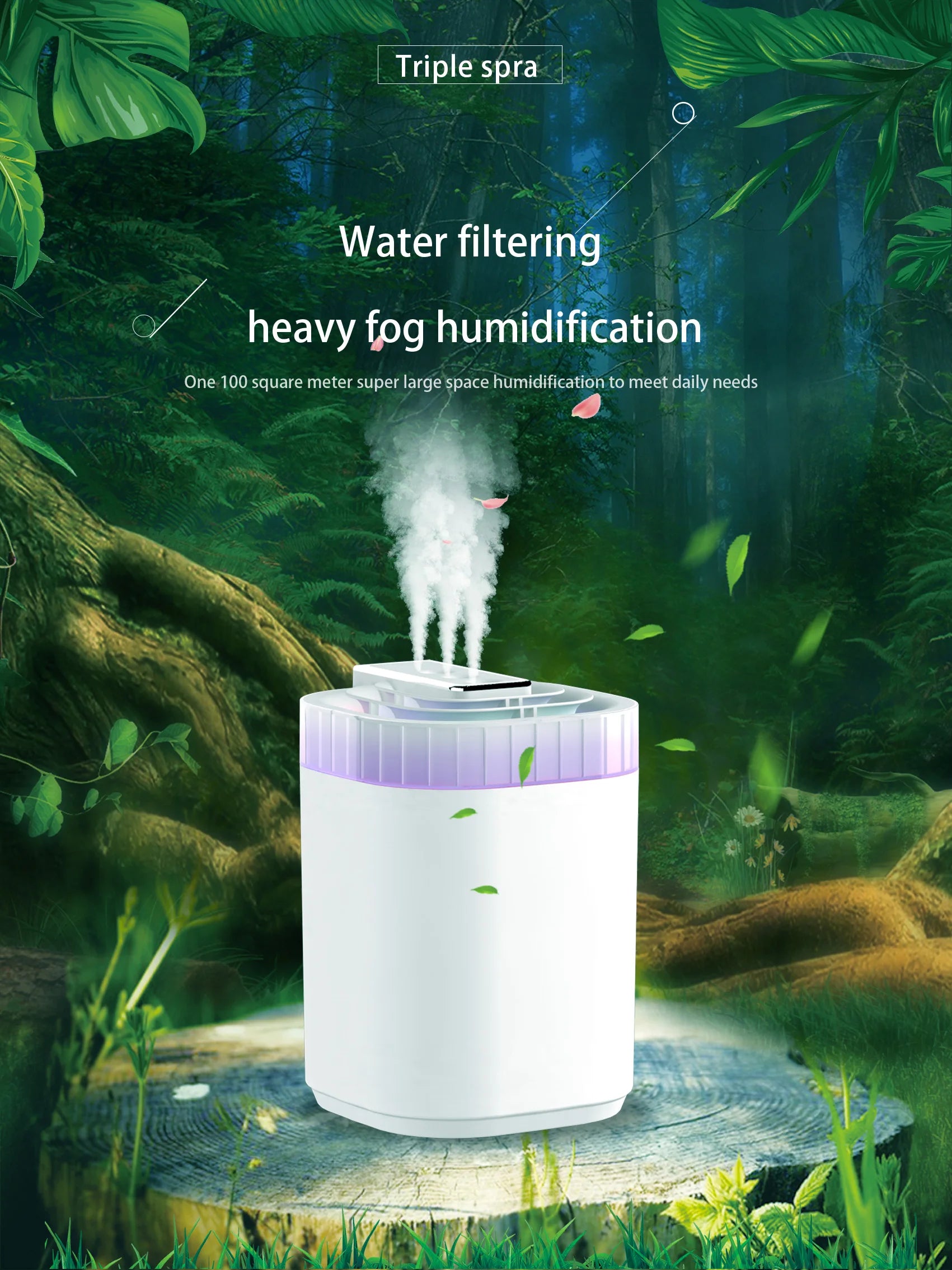 3L Ultrasonic Air Humidifier Cool Mist Humidifier with Night Light