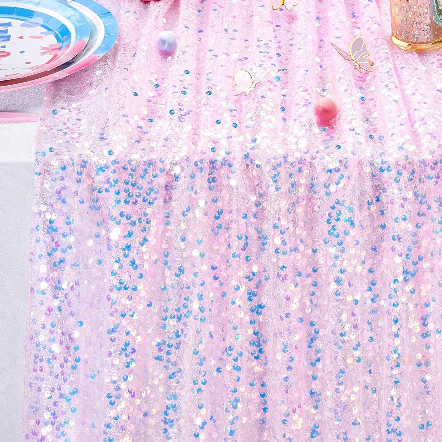 Glitter Iridescent Sequin Table Runner,Soft Wedding Dining Table Decoration